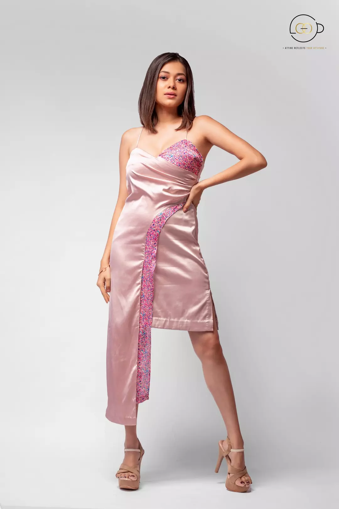 Pastel Pink Draped Asymmetrical Dress  - Kouri Jewels's Trending Pujo Collection