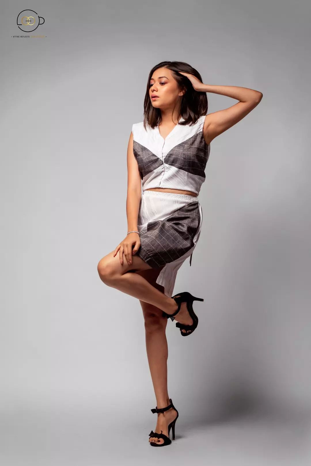 Black and White Pin Tuck Top with Skirt By LOOP - Kouri Jewels's womens Pujo Collection